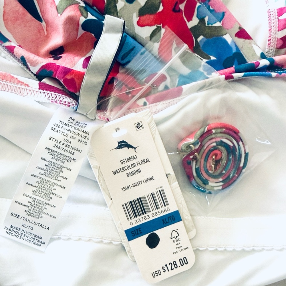 Tommy Bahama Watercolor Floral Bandeau Tankini Top - Picture 10 of 10